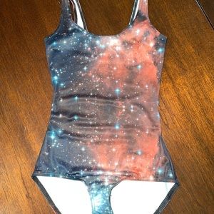 XS Galaxy Red Swimsuit by Blackmilk Clothing